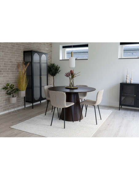 Chaise bouclette Tissu Beige Bouclé Métal Noir Halden (Lot de 2) 