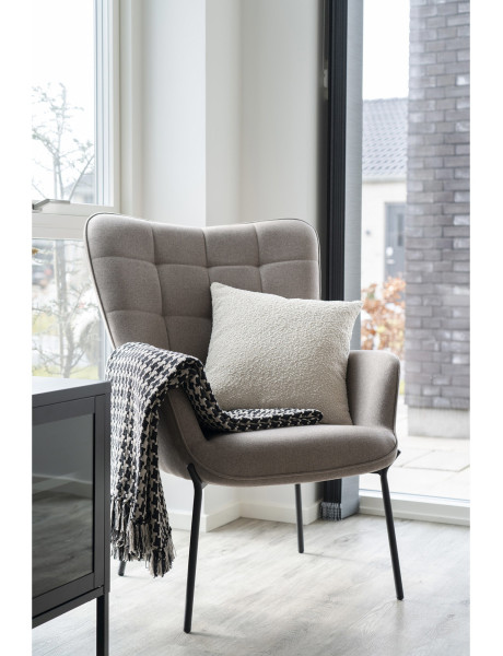 Plaid 130x180 cm coton recyclé motif pied de poule noir écru Side House Nordic - 2
