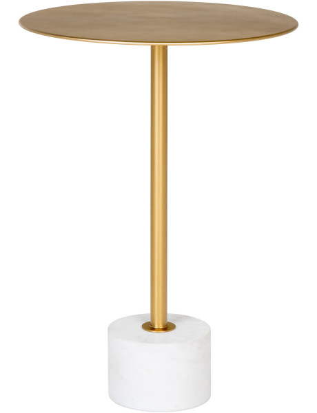 Sellette haute moderne chic Ronde Métal Doré Effet laiton Marbre Blanc Lecco 