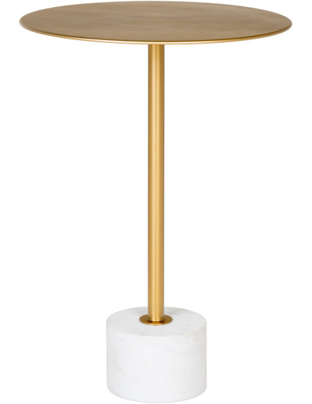 Sellette haute moderne chic Ronde Métal Doré Effet laiton Marbre Blanc Lecco 