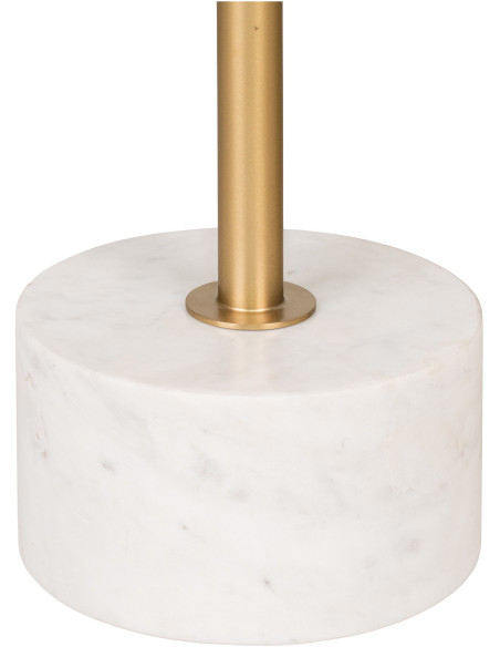 Table d'appoint moderne chic Ronde Métal Doré Effet laiton Marbre Blanc Lecco 