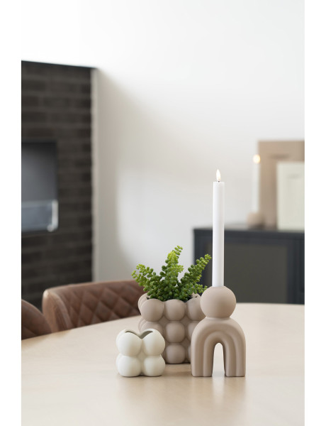 Bougeoir en grès marron 17 cm Velin House Nordic - 2