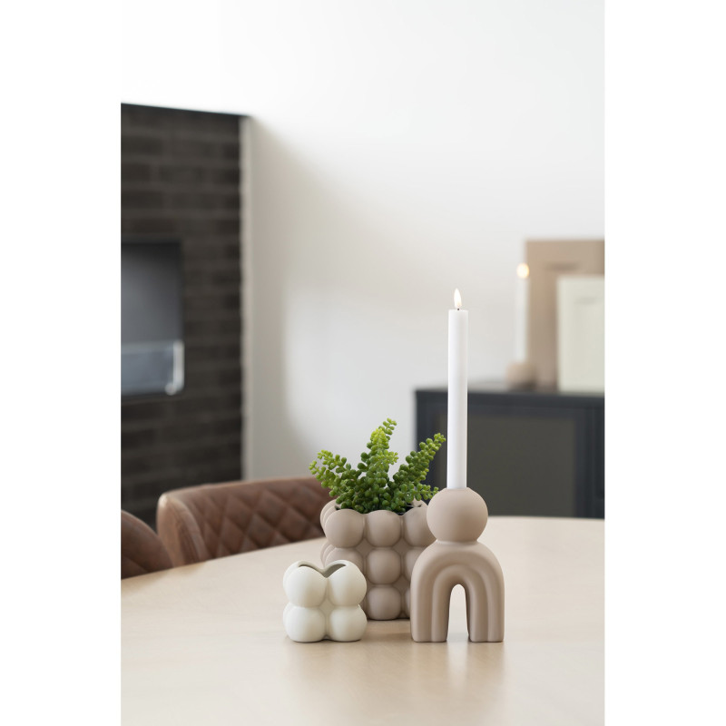 Candle holder - Candle holder, ceramic, brown 10,5x6,5x17 cm 