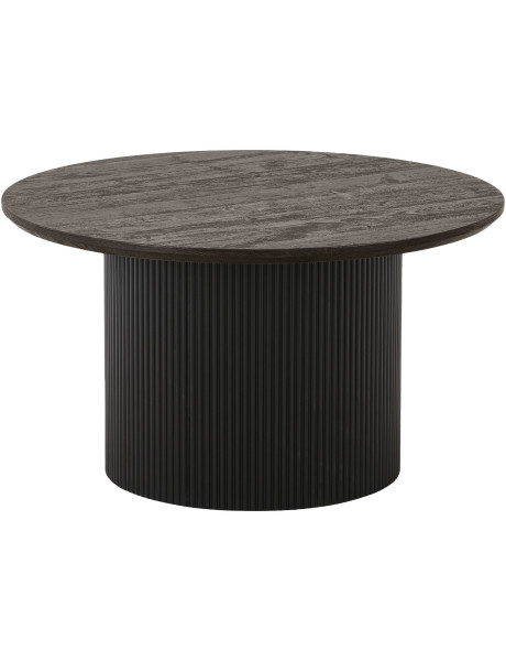 Table basse moderne Ronde Bois MDF Papier décoratif Marron foncé Noir Boavista 