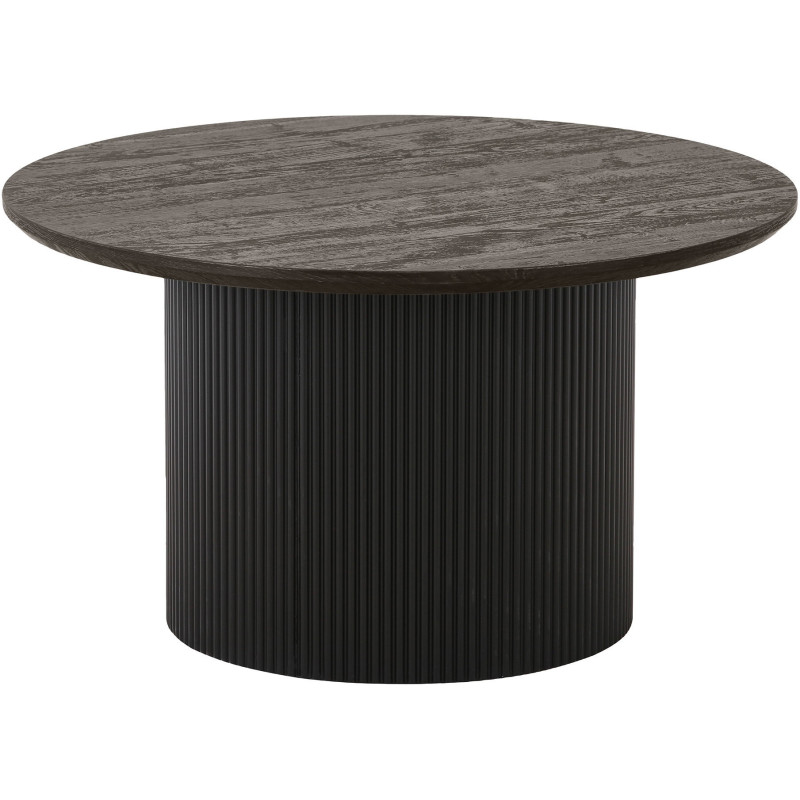 Table basse moderne Ronde Bois MDF Papier décoratif Marron foncé Noir Boavista 