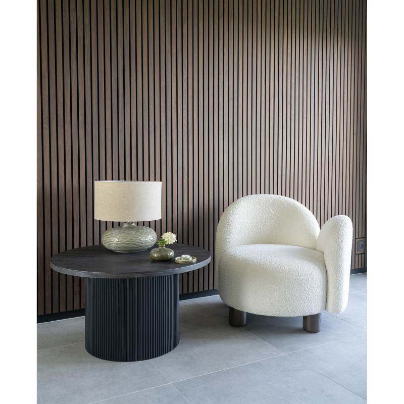 Table basse moderne Ronde Bois MDF Papier décoratif Marron foncé Noir Boavista 