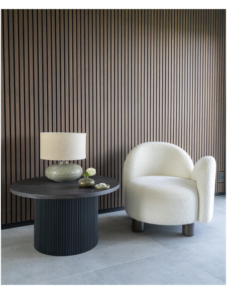 Table basse moderne Ronde Bois MDF Papier décoratif Marron foncé Noir Boavista 