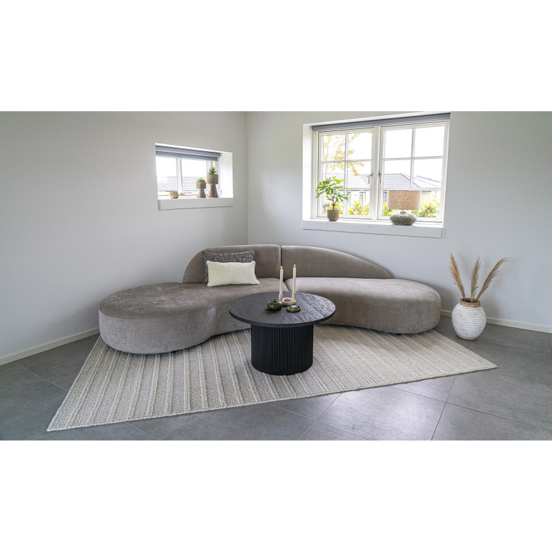 Table basse moderne Ronde Bois MDF Papier décoratif Marron foncé Noir Boavista 