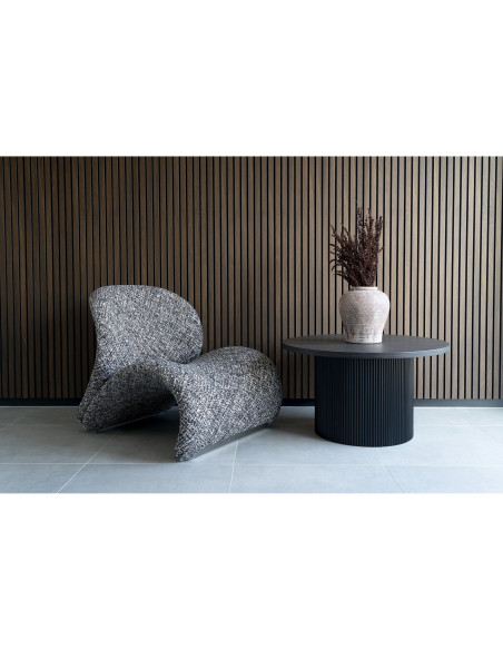 Table basse moderne Ronde Bois MDF Papier décoratif Marron foncé Noir Boavista 