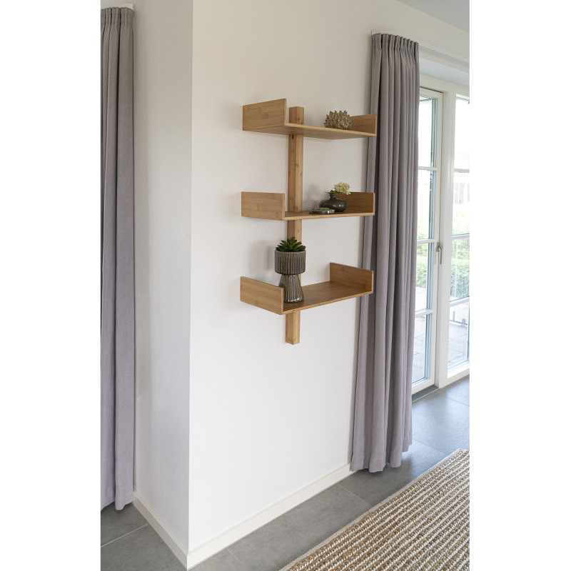 Étagère murale moderne 3 niveaux Bambou Naturel Villa 