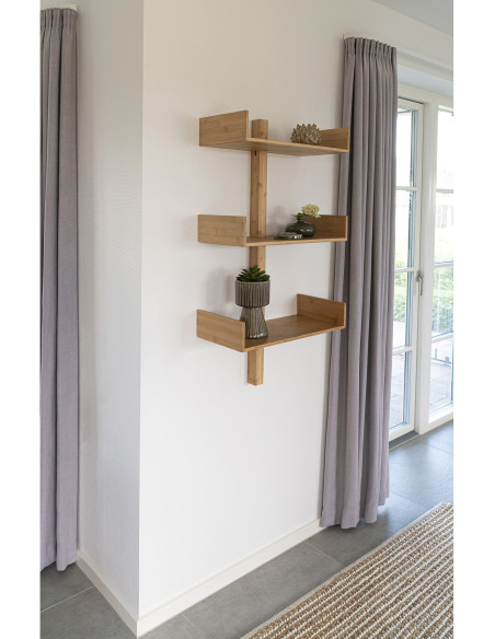 Étagère murale moderne 3 niveaux Bambou Naturel Villa 