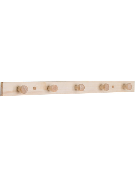 Porte manteaux moderne 5 crochets Bois de peuplier Naturel Abano 