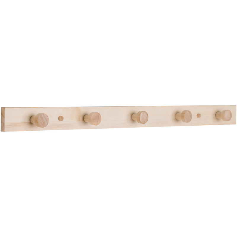 Porte manteaux moderne 5 crochets Bois de peuplier Naturel Abano 
