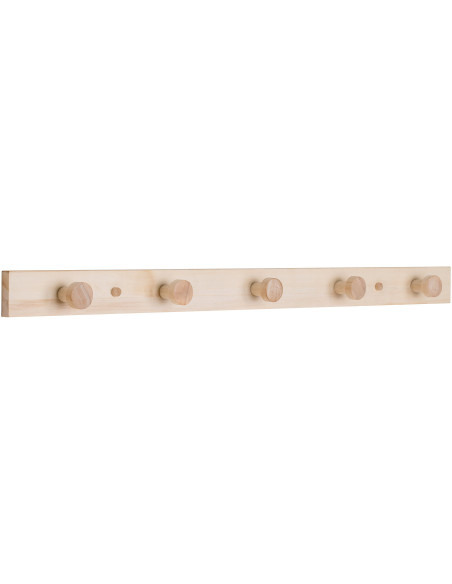 Porte manteaux moderne 5 crochets Bois de peuplier Naturel Abano 