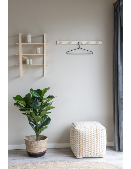 Porte manteaux moderne 5 crochets Bois de peuplier Naturel Abano 