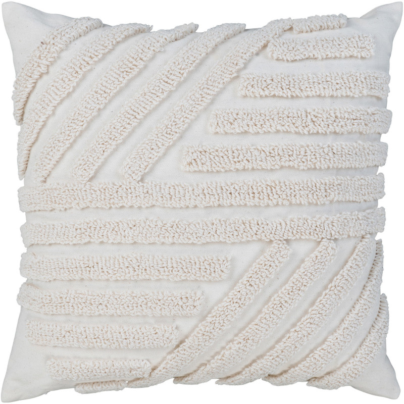 Coussin tufté moderne chic Carré 45x45 Polyester Coton Blanc Albany 