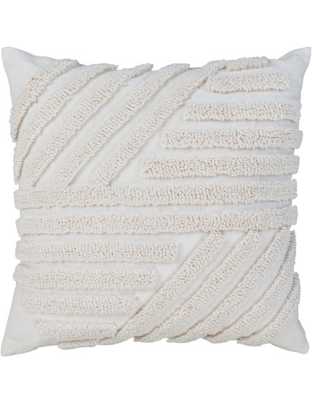 Coussin tufté moderne chic Carré 45x45 Polyester Coton Blanc Albany 