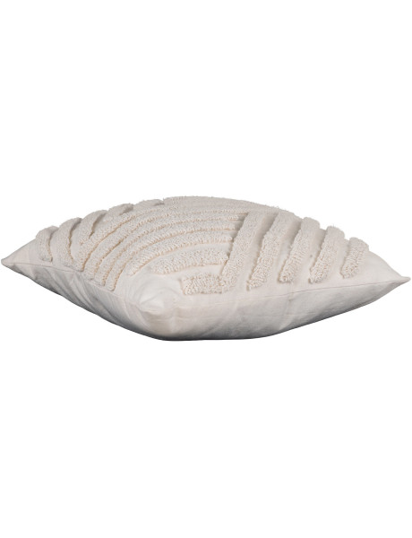 Coussin tufté moderne chic Carré 45x45 Polyester Coton Blanc Albany 