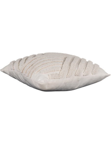 Coussin tufté moderne chic Carré 45x45 Polyester Coton Blanc Albany 