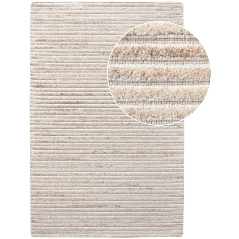 Grand tapis tufté Rectangulaire 160x230 Laine Coton Ivoire Mango 