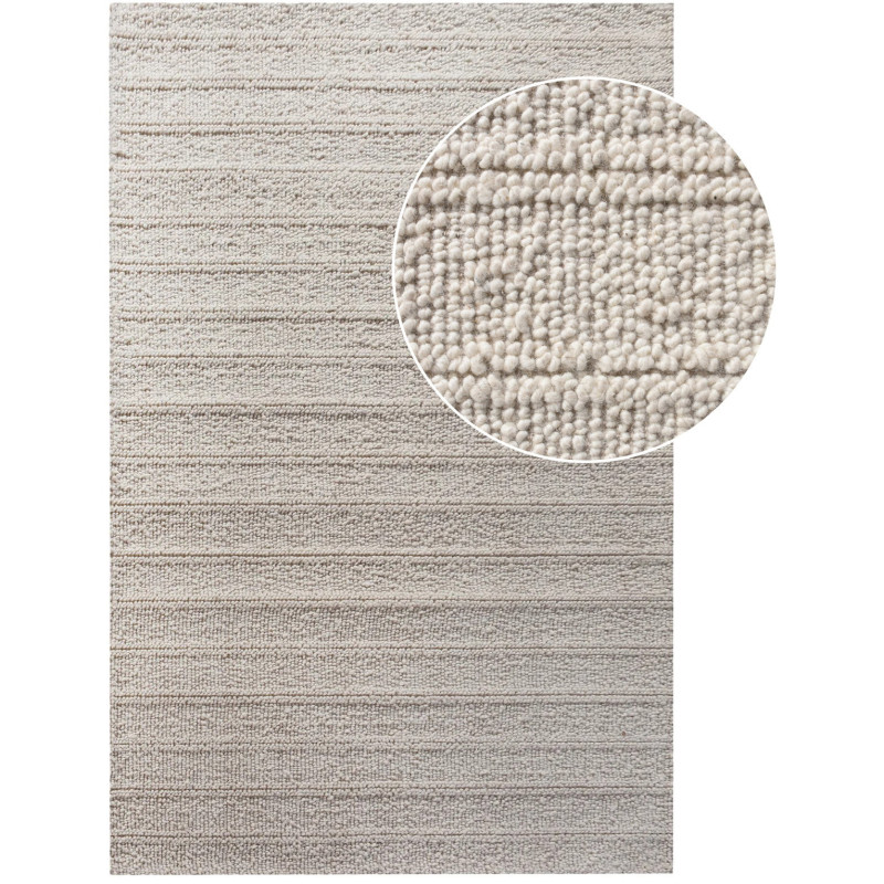 Tapis indien tissé Rectangulaire 160x230 Laine Blanc ivoire Delhi 