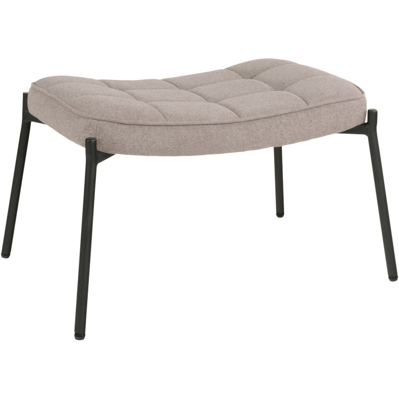 Repose pieds moderne chic Tissu Gris pierre Matelassé Métal Noir Glasgow 