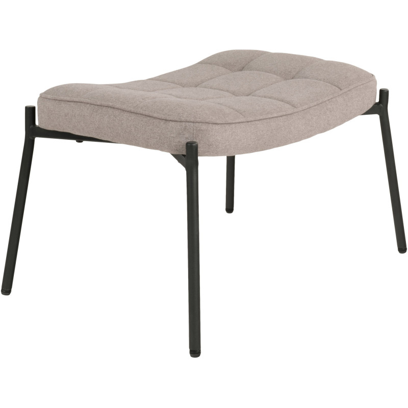 Repose pieds moderne chic Tissu Gris pierre Matelassé Métal Noir Glasgow 