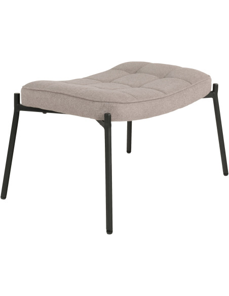 Repose pieds moderne chic Tissu Gris pierre Matelassé Métal Noir Glasgow 