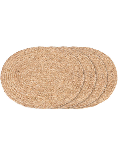 Sets de table indiens ovales 45x35 Jute Naturel Tressé Bombay (Lot de 4) 