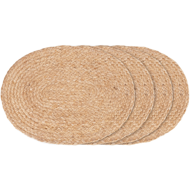 Sets de table indiens ovales 45x35 Jute Naturel Tressé Bombay (Lot de 4) 
