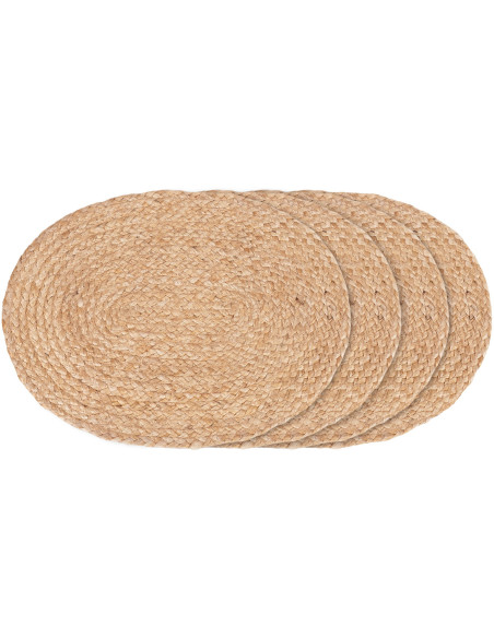 Sets de table indiens ovales 45x35 Jute Naturel Tressé Bombay (Lot de 4) 
