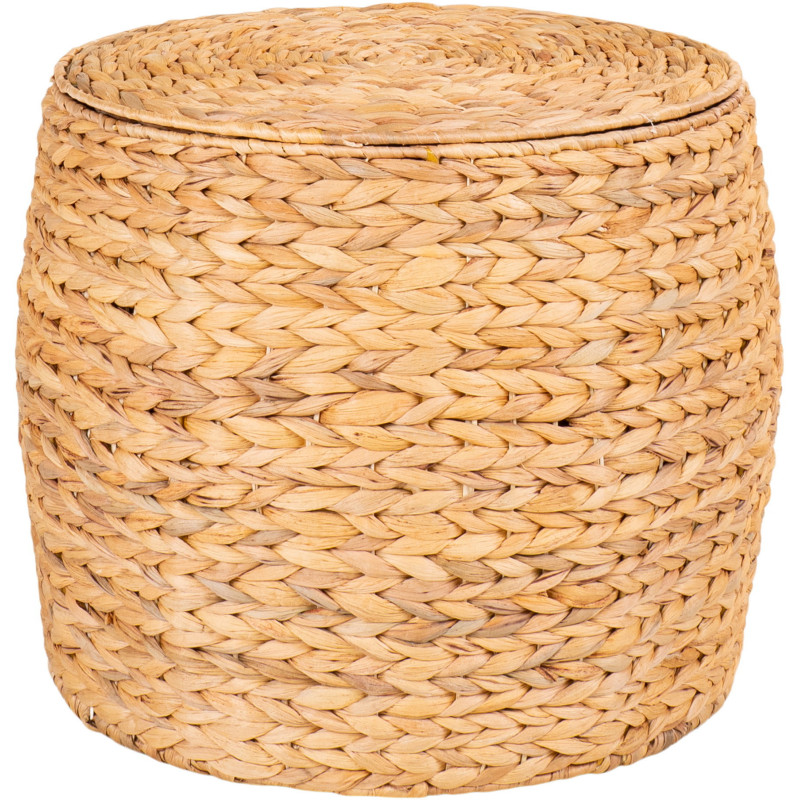 Table d'appoint Coffre rangement Ronde Jacinthe d'eau Naturel Delia 
