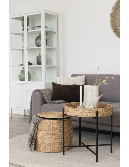 Table d'appoint Coffre rangement Ronde Jacinthe d'eau Naturel Delia 