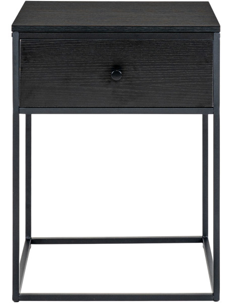 Chevet moderne 1 tiroir Bois MDF Métal Noir Vita 
