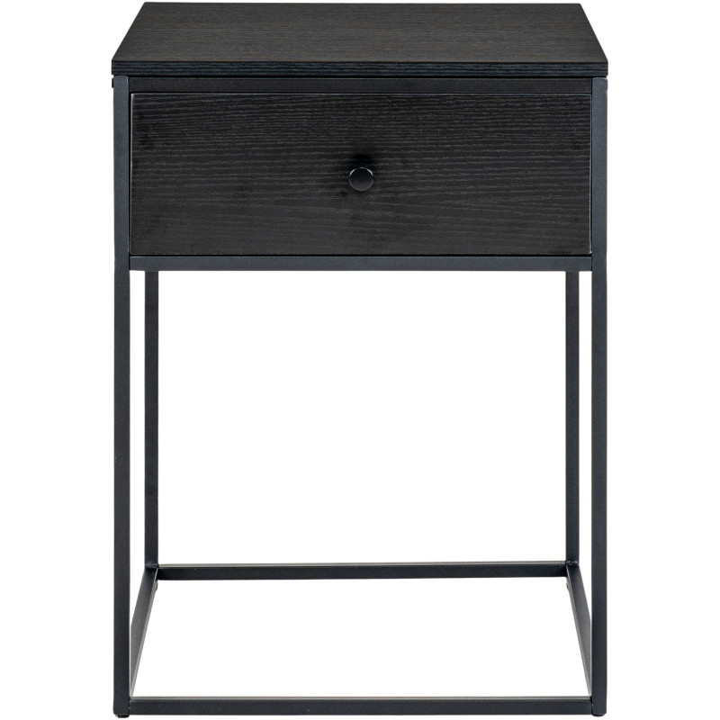 Chevet moderne 1 tiroir Bois MDF Métal Noir Vita 