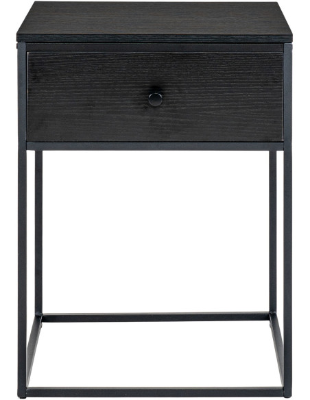 Chevet moderne 1 tiroir Bois MDF Métal Noir Vita 