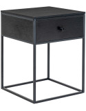 Table de chevet noire 1 tiroir en MDF et acier 40x40x55 cm Vita