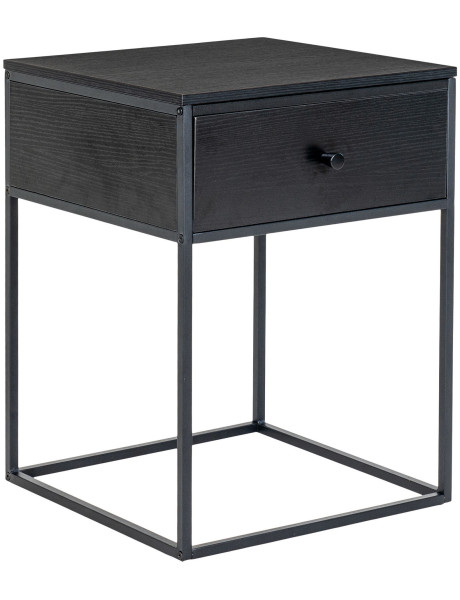 Chevet moderne 1 tiroir Bois MDF Métal Noir Vita 