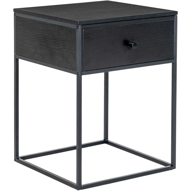 Chevet moderne 1 tiroir Bois MDF Métal Noir Vita 