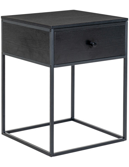 Chevet moderne 1 tiroir Bois MDF Métal Noir Vita 