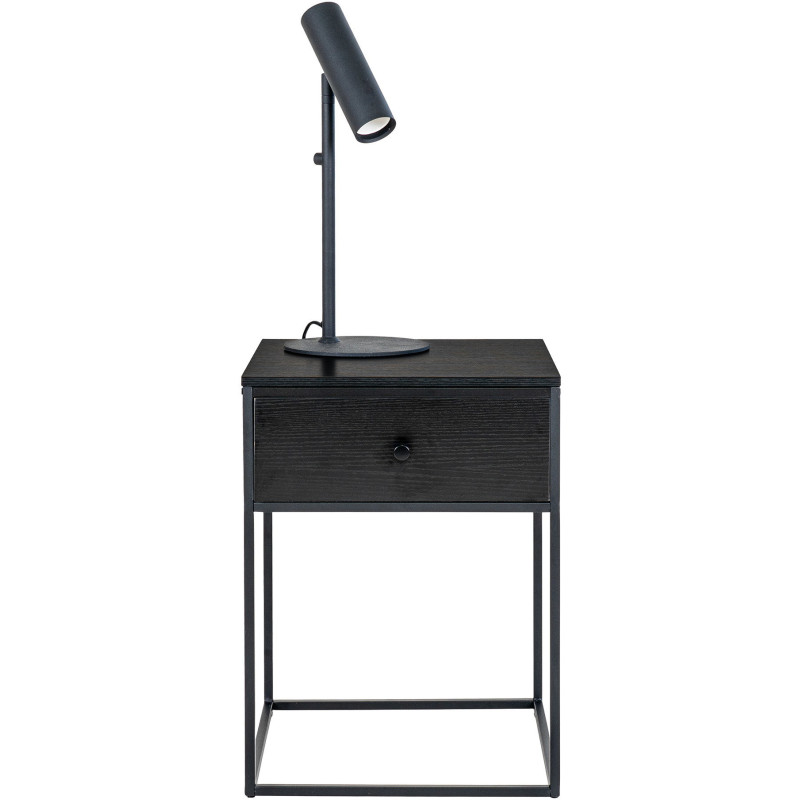 Chevet moderne 1 tiroir Bois MDF Métal Noir Vita 