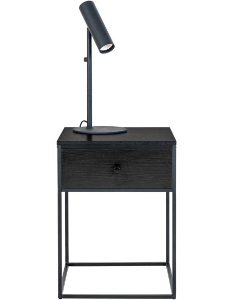 Chevet moderne 1 tiroir Bois MDF Métal Noir Vita 
