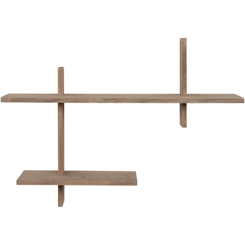 Étagère murale moderne asymétrique 2 niveaux Bois de pin Naturel Ovada 