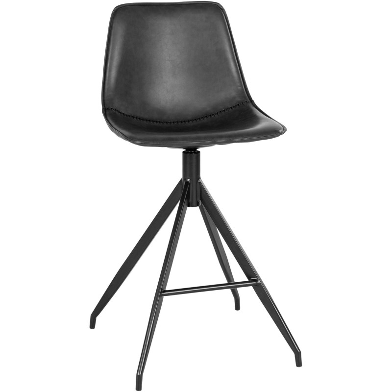 Tabouret de bar moderne pivotant Polyuréthane Noir Métal Noir Monaco (Lot de 2) 