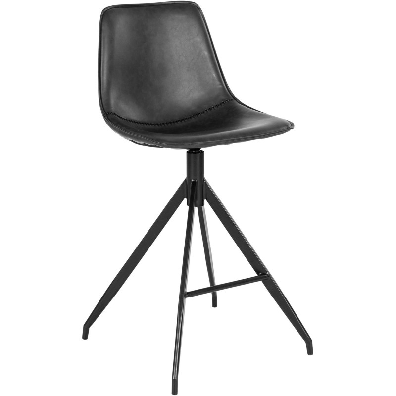 Tabouret de bar moderne pivotant Polyuréthane Noir Métal Noir Monaco (Lot de 2) 