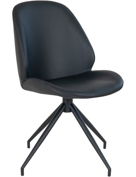 Chaise moderne pivotante Polyuréthane Noir Métal Noir Monte Carlo (Lot de 2) 