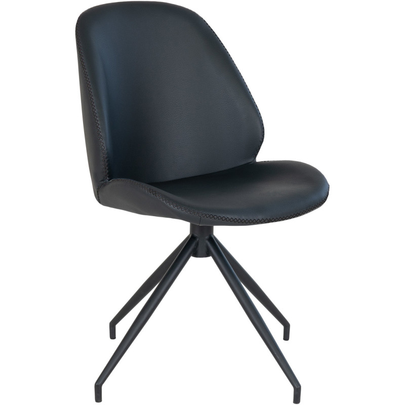 Chaise moderne pivotante Polyuréthane Noir Métal Noir Monte Carlo (Lot de 2) 