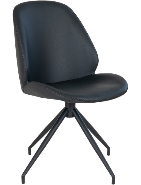 Chaise moderne pivotante Polyuréthane Noir Métal Noir Monte Carlo (Lot de 2) 