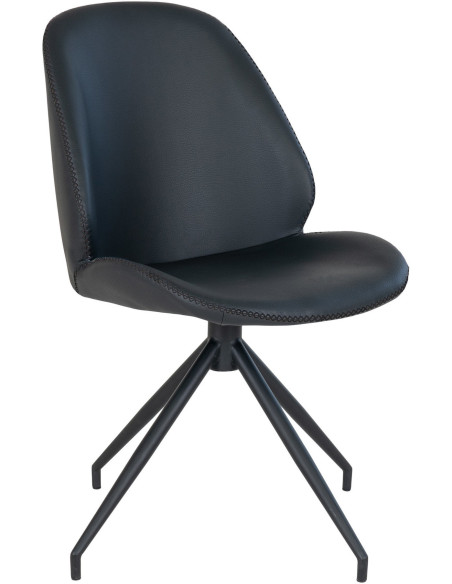 Chaise moderne pivotante Polyuréthane Noir Métal Noir Monte Carlo (Lot de 2) 