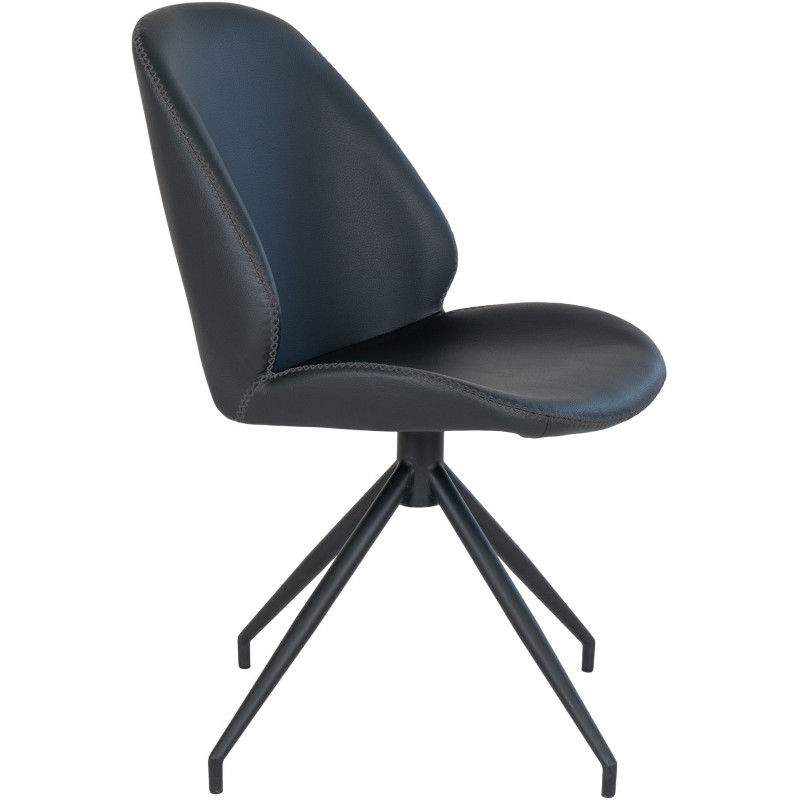 Chaise moderne pivotante Polyuréthane Noir Métal Noir Monte Carlo (Lot de 2) 